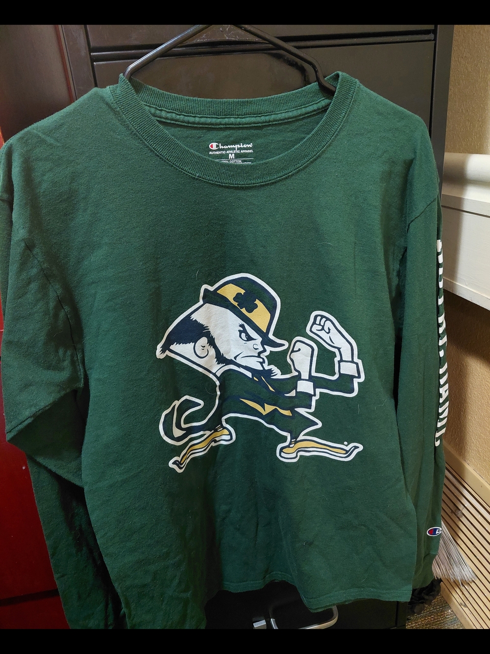 Champion Green Long-Sleeve  Notre Dame Leprechaun Graphic Tee